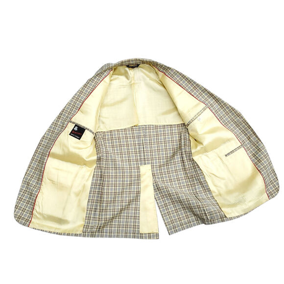 VTG Burton's Yellow Plaid Polyester 2 Button Blazer Jacket Sport Coat 40x30 38R? - Picture 14 of 15